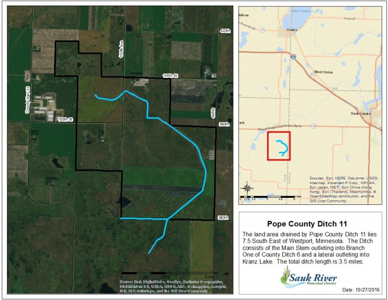 Sauk River Watershed District Pope County Ditch 11 map