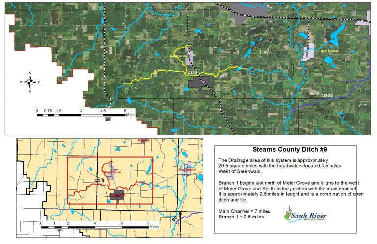 Sauk River Watershed Stearns District County Ditch Map