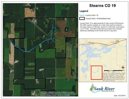 Sauk River Watershed District Stearns County Ditch 19 map