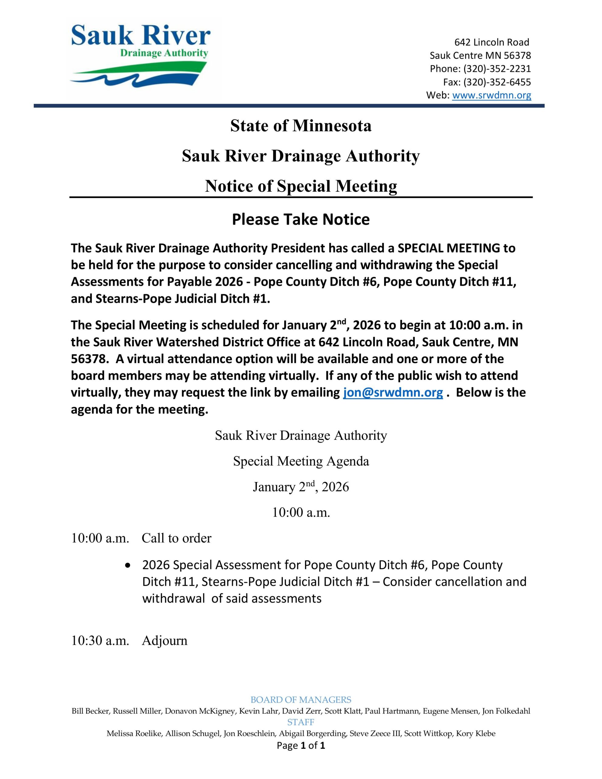 2026.01.02 SRDA Special Meeting Notice and Agenda (1)
