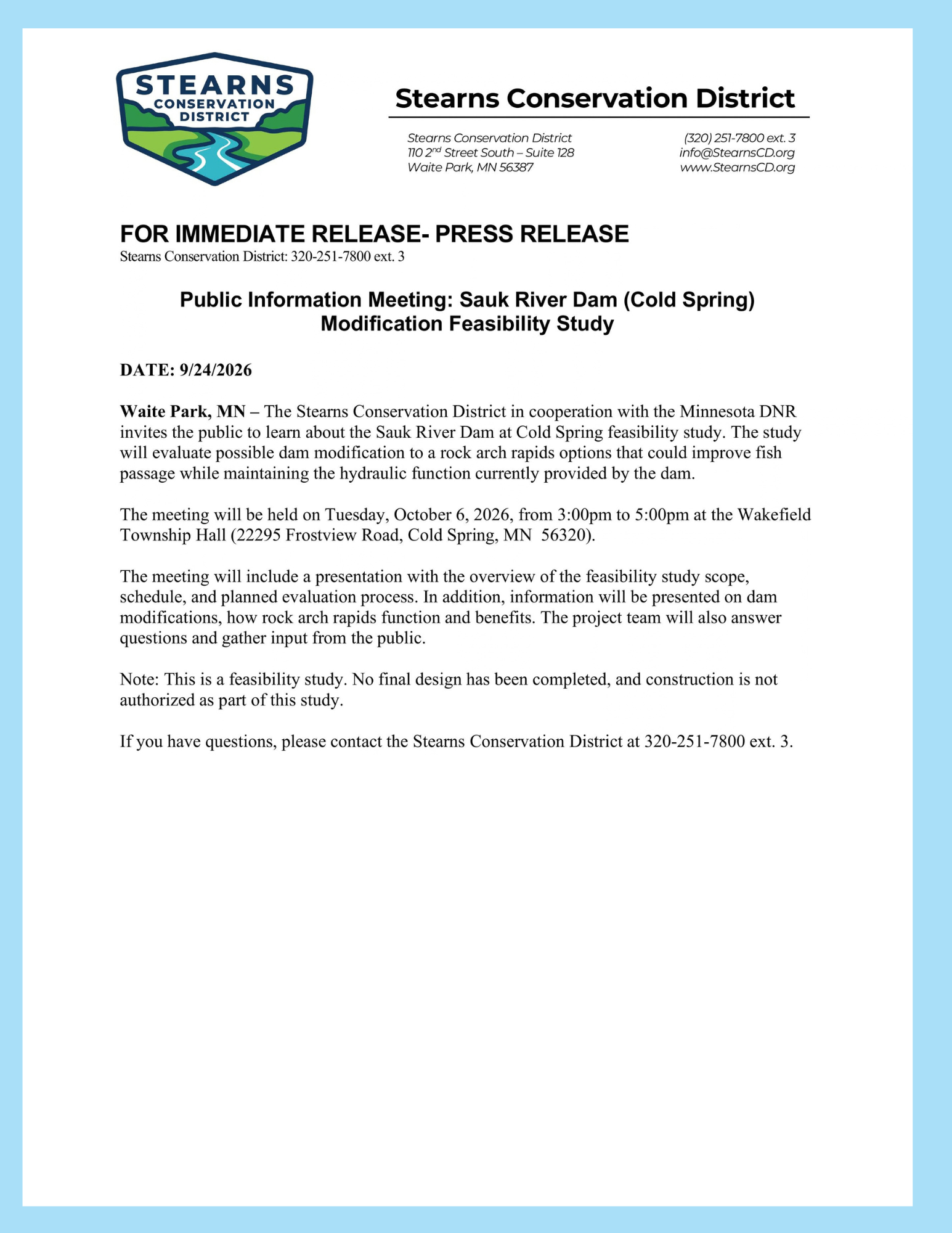 Sauk River Dam (Cold Spring) Modification Feasibility Study (1)